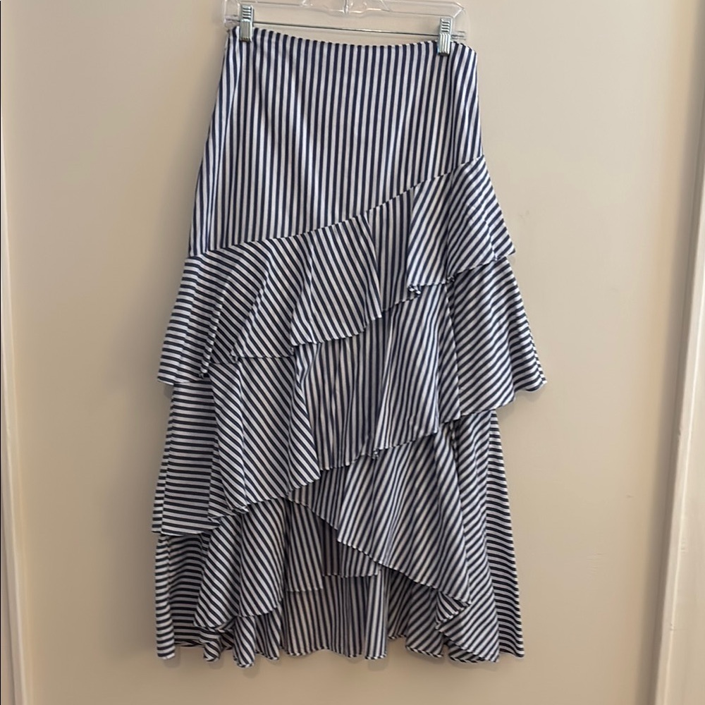 Banana Republic Striped Black and White Tiered Skirt